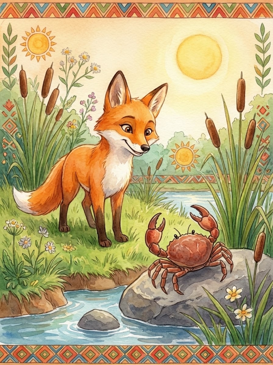 Обкладинка казки «Лисиця та рак»