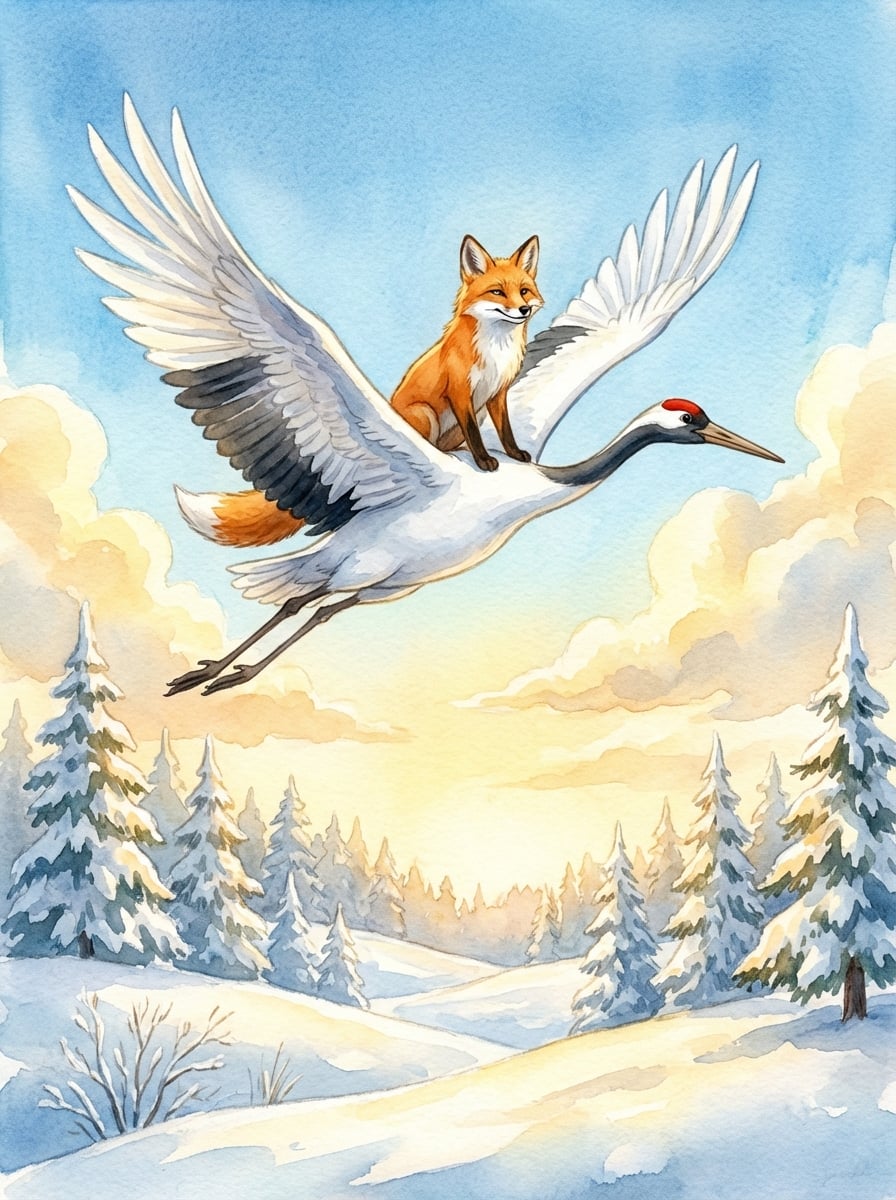 Обкладинка казки «Лисичка та журавель»